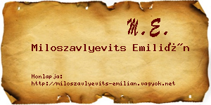 Miloszavlyevits Emilián névjegykártya